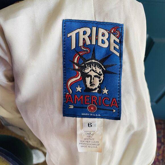 Vintage Tribe America Leathers Western Fringe Warrior Jacket Beaded Bone 6 USA - Picture 13 of 16
